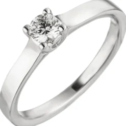Ring Solitär Diamant 0.25Ct W/SI Brillant schlicht 585 Gold Weißgold Rosegold
