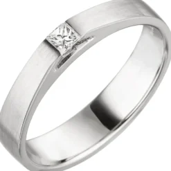 Ring Solitär mit Diamant 0.07Ct Brillant W/SI im Princess-Schliff 950 Platin