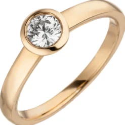Ring Solitär mit Diamant 0.25Ct W/SI Brillant rund 585 Gold Rotgold Rosegold