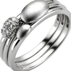 Ring 3-teilig aus 925 Silber mit 6 Zirkonia Silberring Fingerring Fingerschmuck