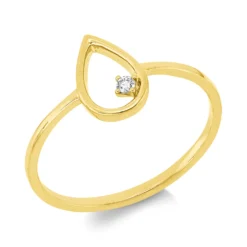 Ring Tropfen aus 750 Gold Gelbgold Brillant 0,02ct TW-SI B:9,5mm 4er-Krappe