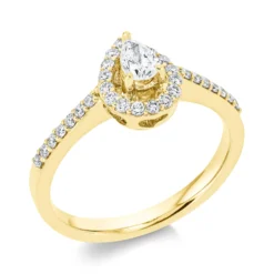 Ring Tropfen aus 750 Gold Gelbgold 31 Diamanten 0,46ct TW-SI B:9,2mm 3er-Krappe