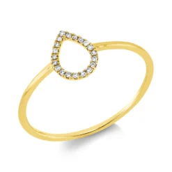 Ring Tropfen aus 750 Gold Gelbgold 20 Diamanten 0,04ct TW-SI B:7,8mm