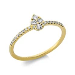 Ring Tropfen aus 750 Gold Gelbgold 24 Diamanten 0,21ct TW-SI B:5,9mm