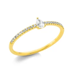 Ring Tropfen aus 750 Gold Gelbgold 25 Diamanten 0,19ct B:4,1mm