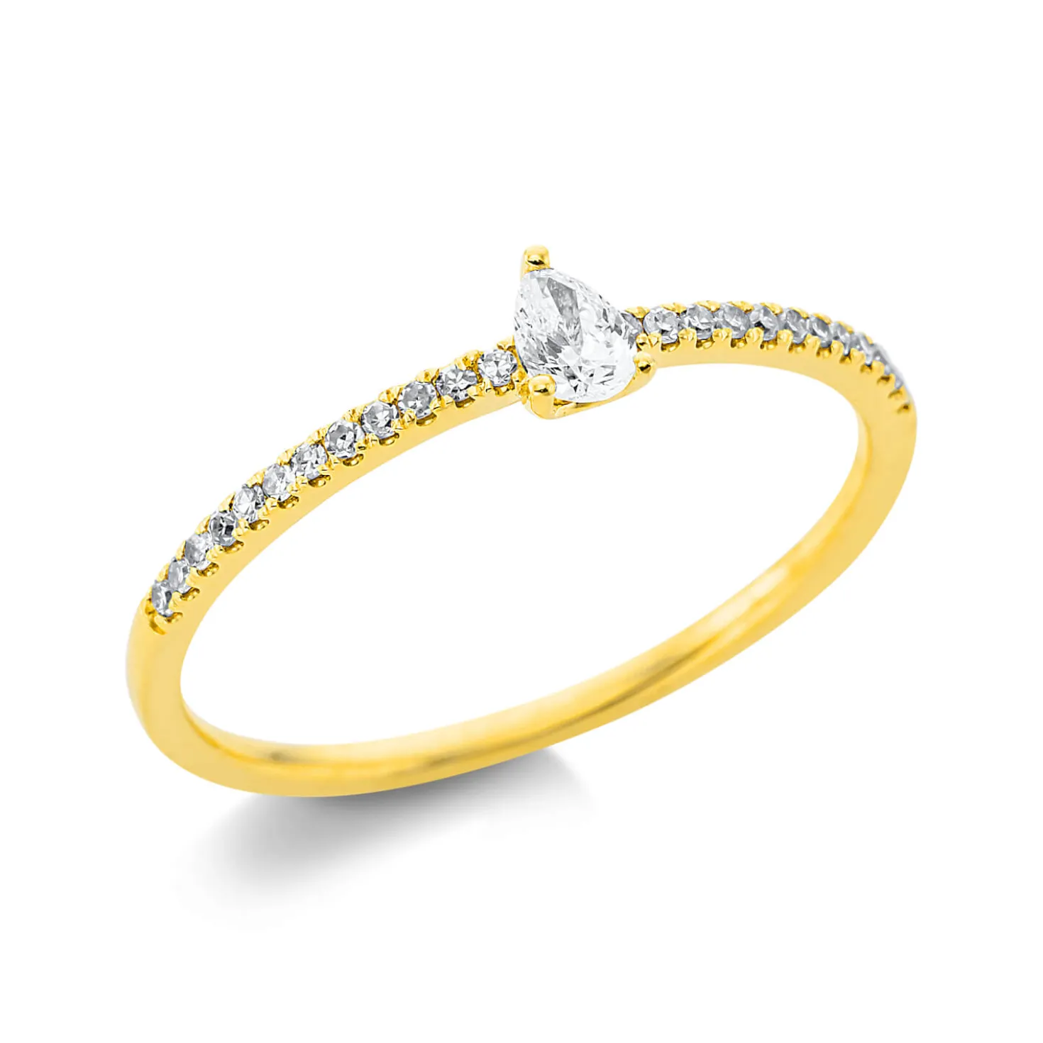 Ring Tropfen aus 750 Gold Gelbgold 25 Diamanten 0,19ct B:4,1mm
