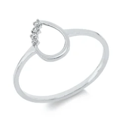 Ring Tropfen aus 750 Gold Weißgold 4 Diamanten 0,03ct TW-SI B:9,6mm