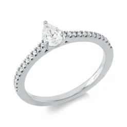 Ring Tropfen aus 750 Gold Weißgold 25 Diamanten 0,44ct TW-SI B:6,1mm 3er-Krappe