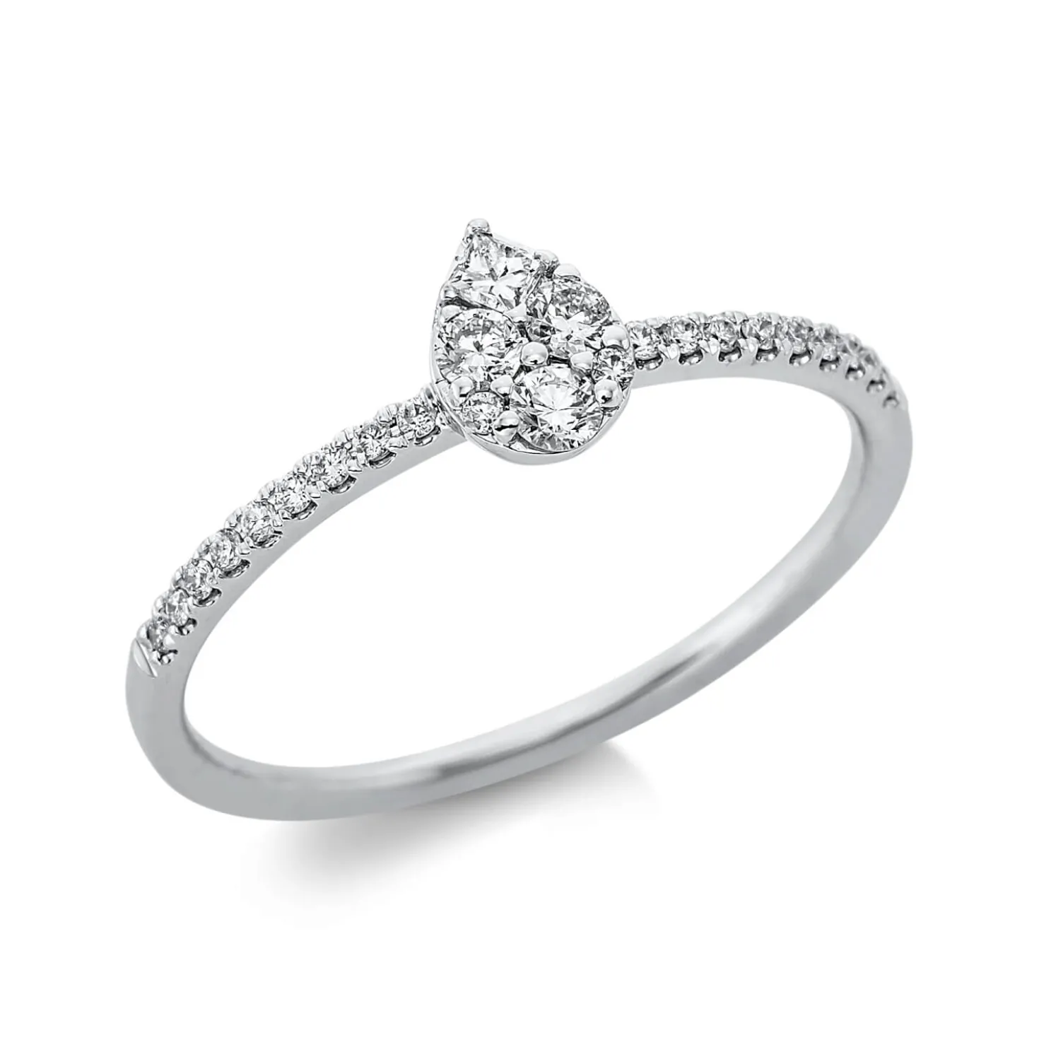 Ring Tropfen aus 750 Gold Weißgold 24 Diamanten 0,21ct TW-SI B:5,9mm