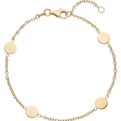 Rundankerarmband mit 4 Plättchen flach glänzend 375 Gelbgold 19cm Armschmuck