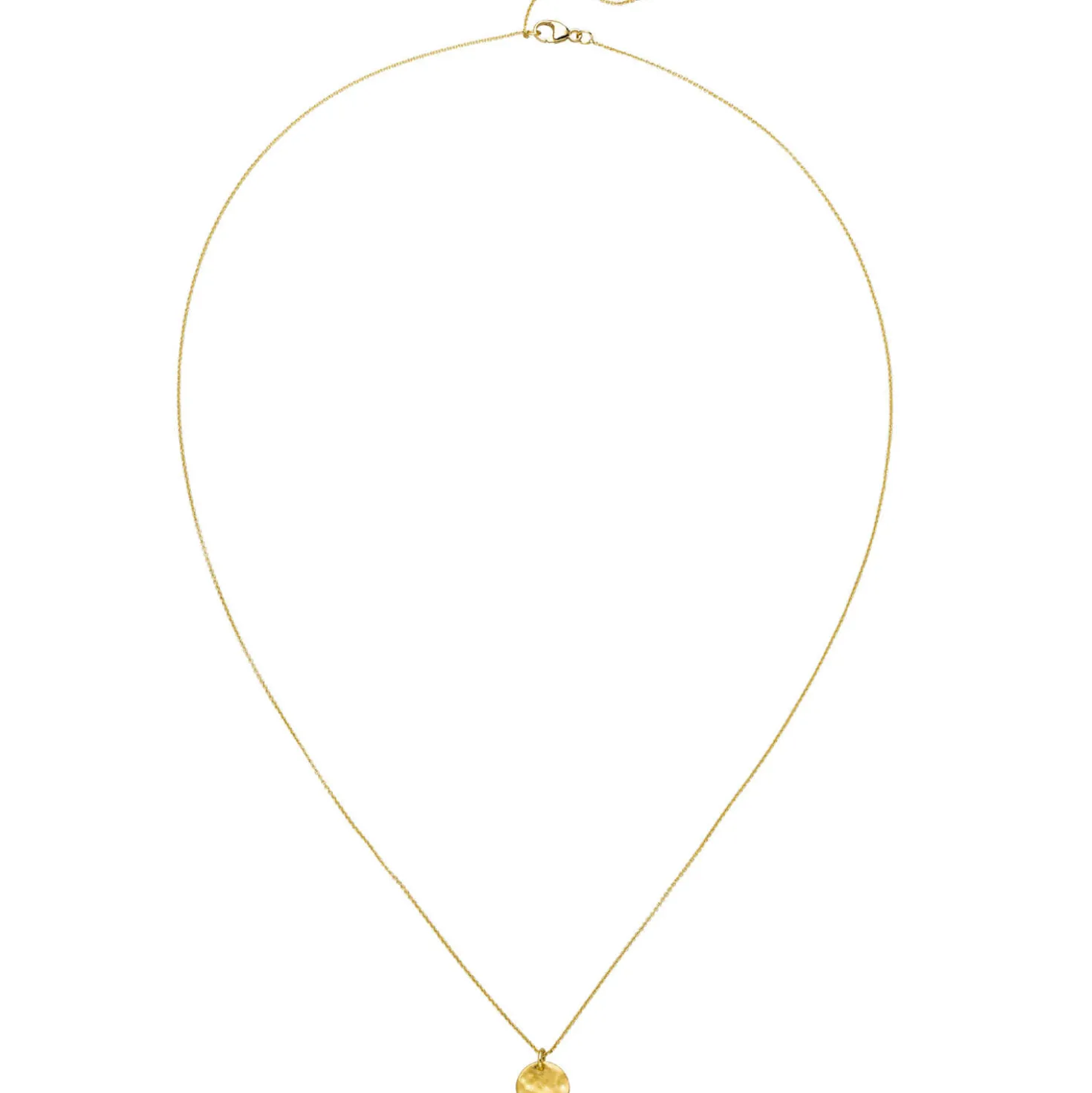 Rundankerkette Collier 750 Gold Gelbgold mit Anhänger rund matt gehämert 45cm