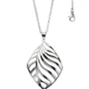 Rundankerkette Collier mit Anhänger Halsschmuck, Blattsilhouette Edelstahl, 47cm