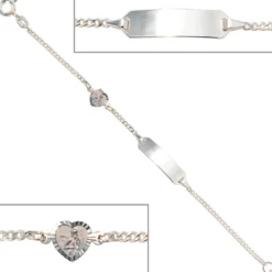 Schildband mit Schutzengel Panzer-Armband aus 925 Silber 14cm Kinder