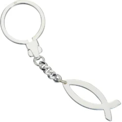 Schlüsselanhänger Jesus Fischsymbol Ichthys Fisch 925 Silber Unisex