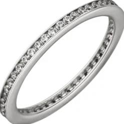 Schmaler Ring Memoryring aus 925 Silber weiße Zirkonia rundum 1,9mm breit