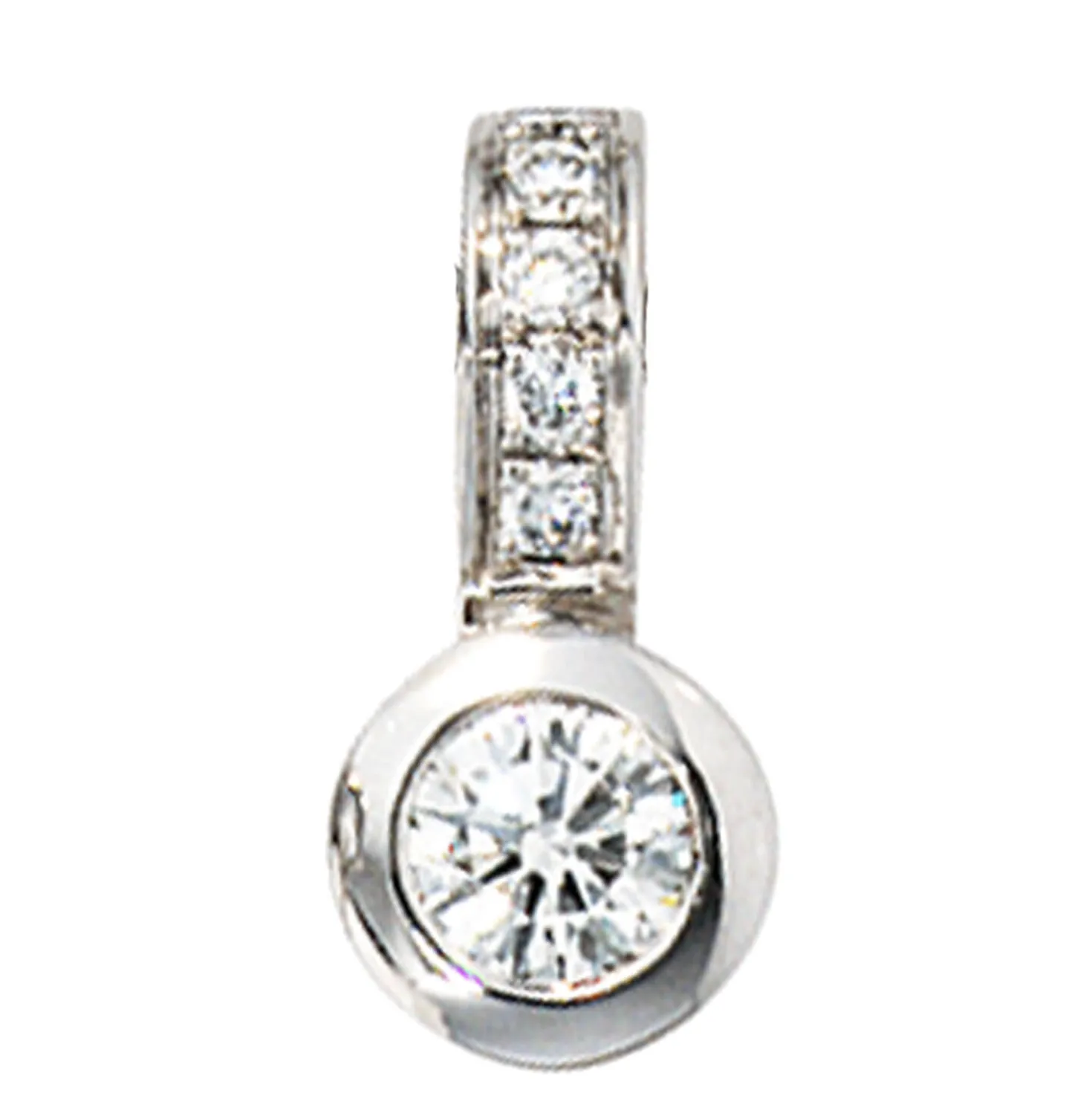 Schmuck Anhänger 5,6x12,1mm 6 Diamanten 0.2Ct Brillanten 585 Gold Weißgold
