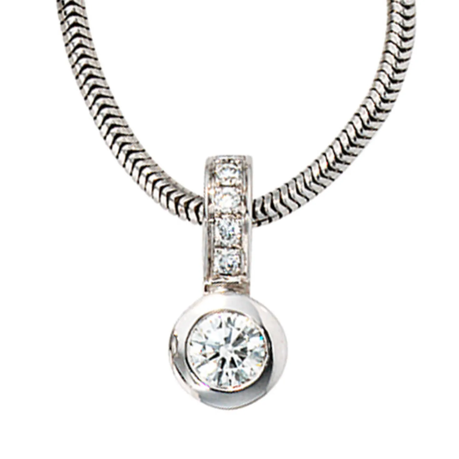 Schmuck Anhänger 5,6x12,1mm 6 Diamanten 0.2Ct Brillanten 585 Gold Weißgold