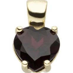 Schmuck-Set aus 333 Gold Gelbgold Granat-Herzen Ohrstecker Anhänger Kette 42cm