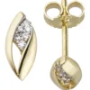 Schmuck-Set aus 333 Gold Gelbgold mit Zirkonia Ohrstecker Anhänger Kette 45cm