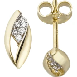 Schmuck-Set aus 333 Gold Gelbgold mit Zirkonia Ohrstecker Anhänger Kette 42cm