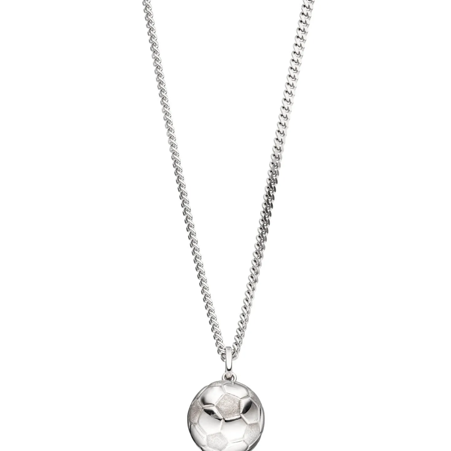 Schmuck-Set, Fußball teilmatt 1,7mm Panzerkette aus 925 Silber Halsschmuck, 42cm