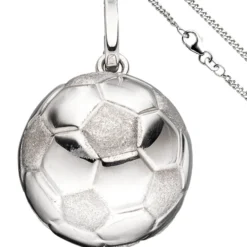 Schmuck-Set, Fußball teilmatt 1,7mm Panzerkette aus 925 Silber Halsschmuck, 42cm
