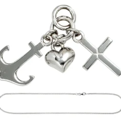 Schmuck-Set, Glaube Liebe Hoffnung 1,7mm Panzerkette 925 Silber Halsschmuck 42cm