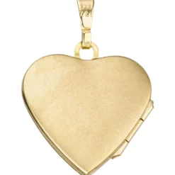 Schmuck-Set, Medaillon Herz für 2 Fotos 1,3mm Panzerkette 333 Gold Gelbgold 45cm