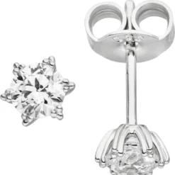 Schmuck-Set Stern 333 Gold Weißgold mit Zirkonia Ohrstecker Anhänger Kette 45cm