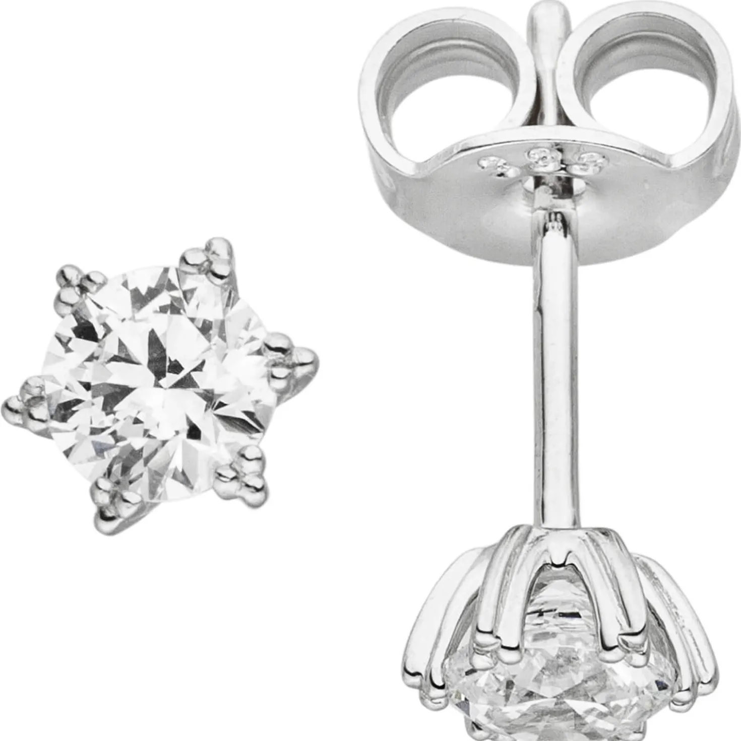 Schmuck-Set Stern 333 Gold Weißgold mit Zirkonia Ohrstecker Anhänger Kette 42cm