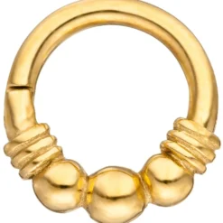 Segmentring aus Edelstahl gold farben Klick-System Scharnier, Außen 9,2mm