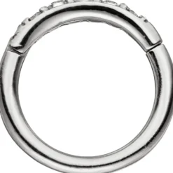 Segmentring aus Edelstahl mit weißen Swarovski-Elements, mit Scharnier