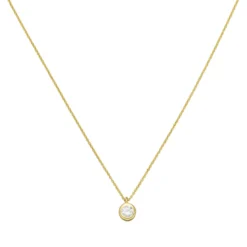 Sölitär Collier Halskette mit Zirkonia Anhänger 925 Silber vergoldet 43cm