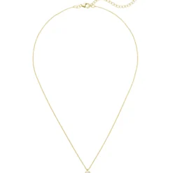 Sölitär Collier Halskette mit Zirkonia Anhänger 925 Silber vergoldet 43cm