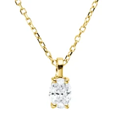 Solitaire Collier aus 750 Gelbgold Diamant Oval-Schliff 0,26ct TW-SI L:45cm