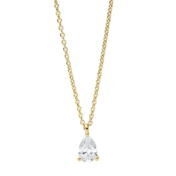 Solitaire Collier aus 750 Gelbgold Diamant Tropfen-Schliff 0,25ct TW-SI L:45cm