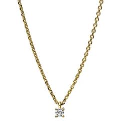 Solitaire Collier aus 750 Gold Gelbgold Brillant 0,05ct TW-SI L:42cm 4er-Krappe