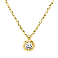 Solitaire Collier aus 750 Gold Gelbgold Brillant 0,1ct TW-SI L:45cm Zarge
