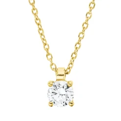 Solitaire Collier aus 750 Gold Gelbgold Brillant 0,25ct TW-SI L:45cm 4er-Krappe