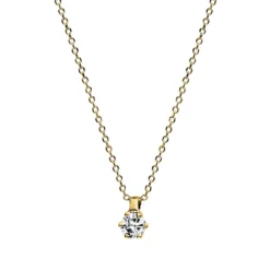 Solitaire Collier aus 750 Gold Gelbgold Brillant 0,05ct TW-SI L:42cm 6er-Krappe