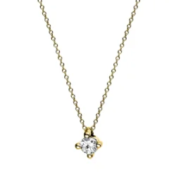 Solitaire Collier aus 750 Gold Gelbgold Diamant Brillanten 0,1ct L:42cm 4er-Krappe