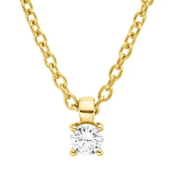 Solitaire Collier aus 750 Gold Gelbgold Brillant 0,05ct TW-SI L:45cm 4er-Krappe
