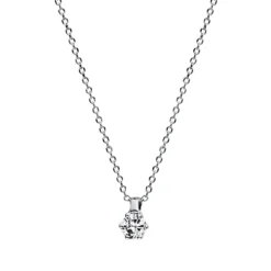 Solitaire Collier aus 585 Gold Weißgold Brillant 0,05ct TW-SI L:42cm 6er-Krappe