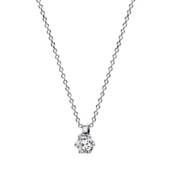 Solitaire Collier aus 750 Gold Weißgold Brillant 0,1ct TW-SI L:42cm 6er-Krappe