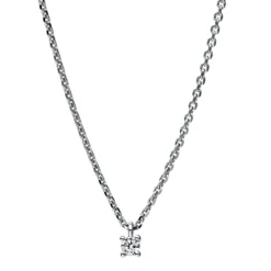 Solitaire Collier aus 750 Gold Weißgold Brillant 0,05ct TW-SI L:42cm 4er-Krappe