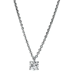 Solitaire Collier aus 750 Gold Weißgold Brillant 0,25ct TW-SI L:42cm 4er-Krappe