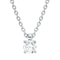 Solitaire Collier aus 750 Gold Weißgold Brillant 0,15ct TW-SI L:45cm 4er-Krappe