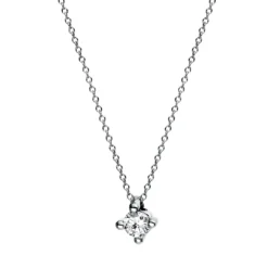 Solitaire Collier aus 585 Gold Weißgold Brillant 0,1ct TW-SI L:42cm 4er-Krappe