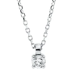 Solitaire Collier aus 750 Gold Weißgold Brillant 0,14ct TW-SI L:45cm 4er-Krappe