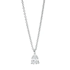 Solitaire Collier aus 750 Weißgold Diamant Tropfen-Schliff 0,25ct TW-SI L:45cm